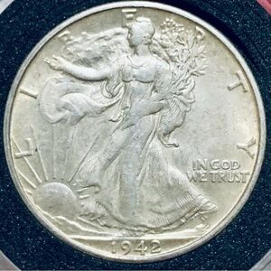 Toned 1942 Walking Liberty Silver Proof Half Dollar